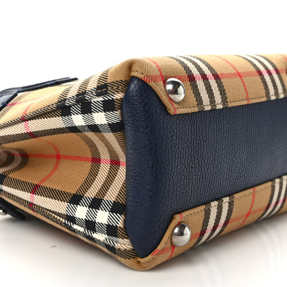 Burberry Goatskin Vintage Check Baby Banner Tote Regency Blue 7 of 10