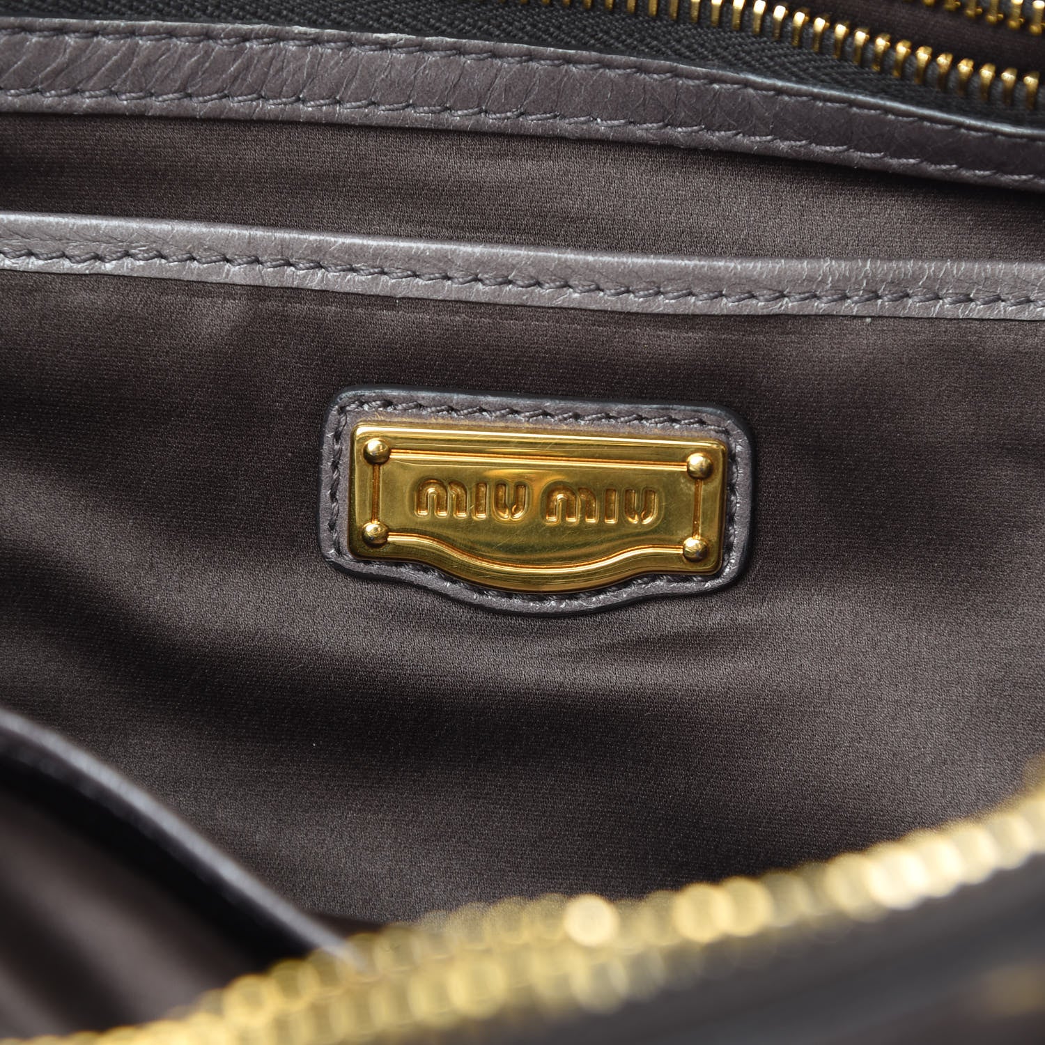 Miu Miu Vitello Shine Double Zip Tote Fumo 8 of 16