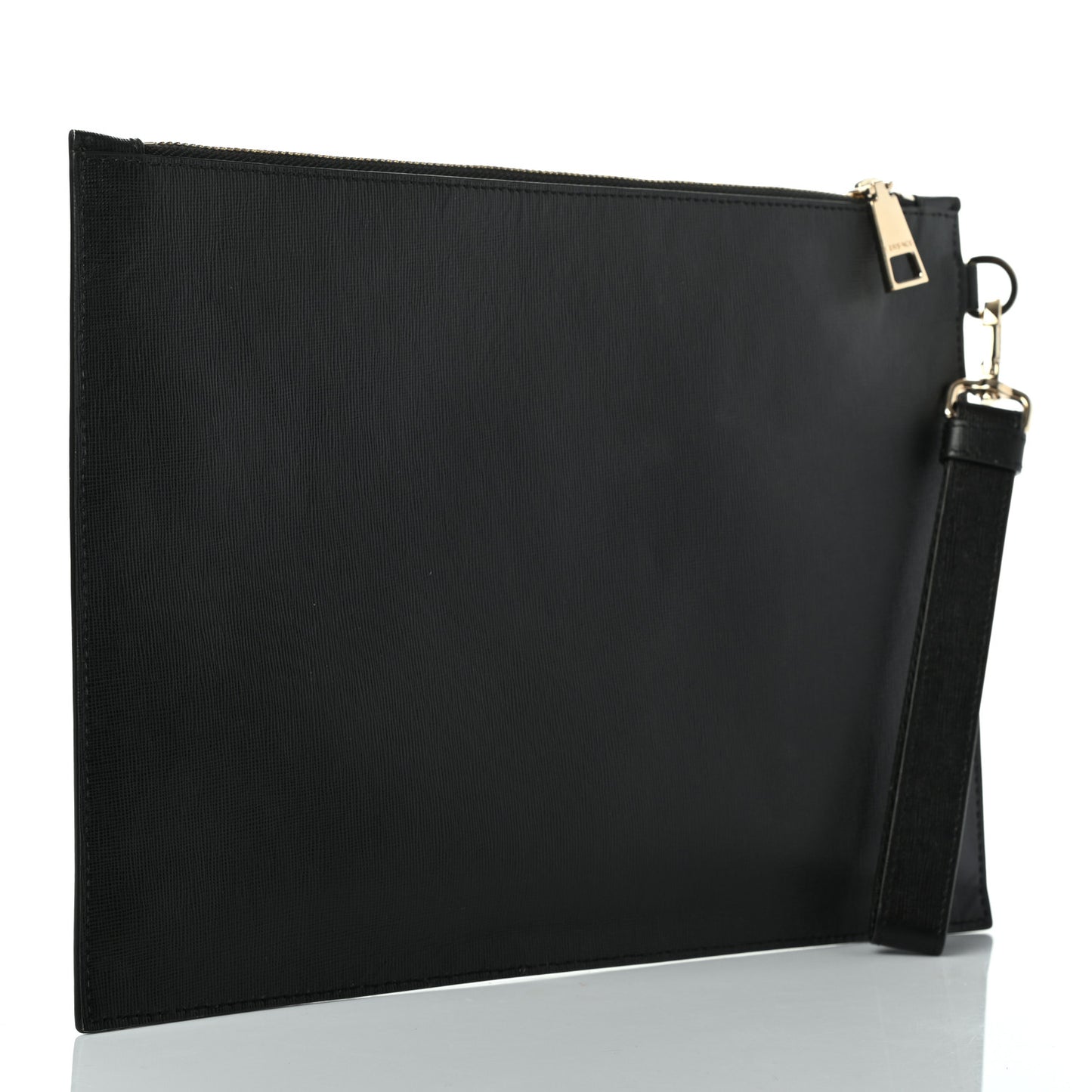 Saffiano Barocco Print Wristlet Black