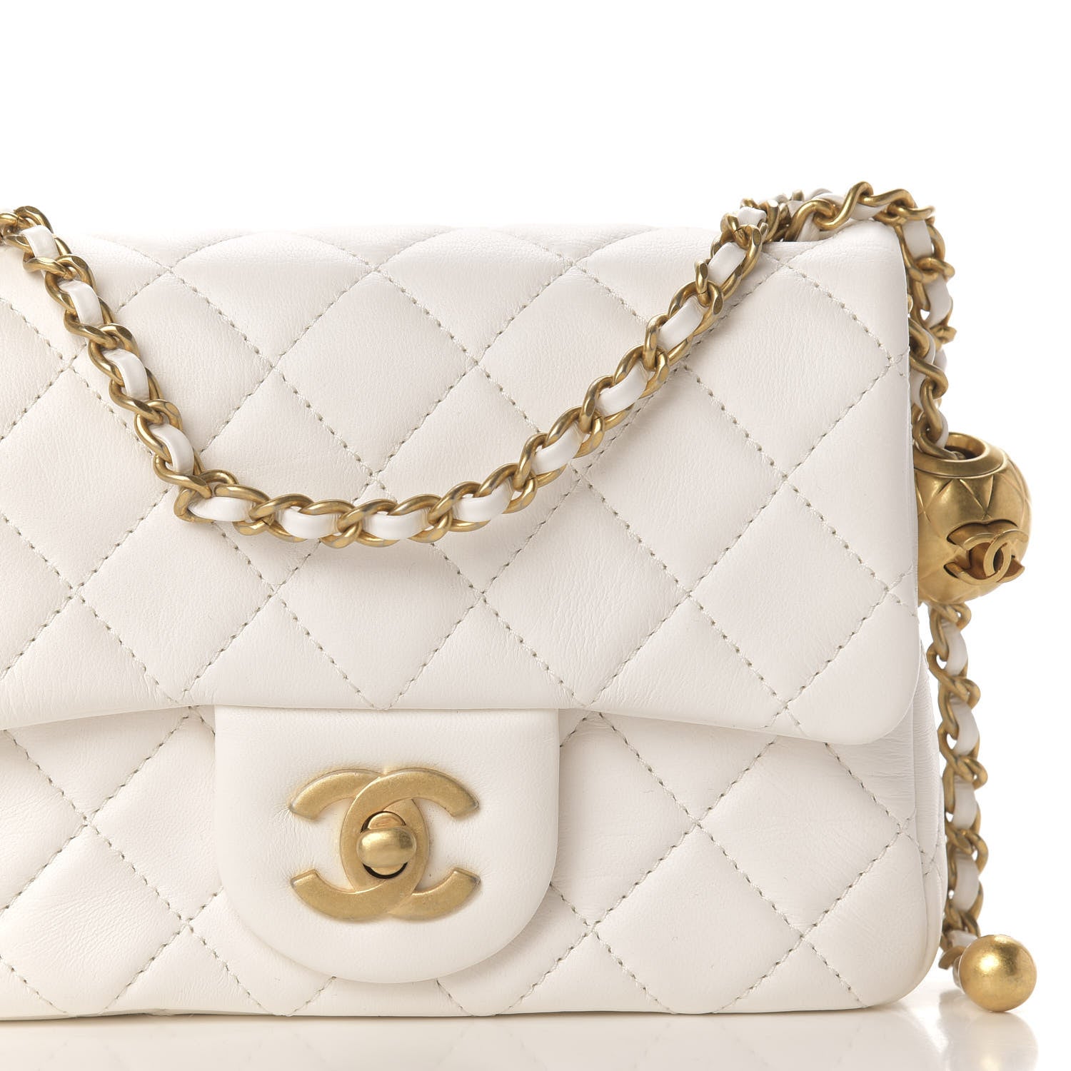 Chanel Lambskin Quilted Mini Pearl Crush Flap White 10 of 11