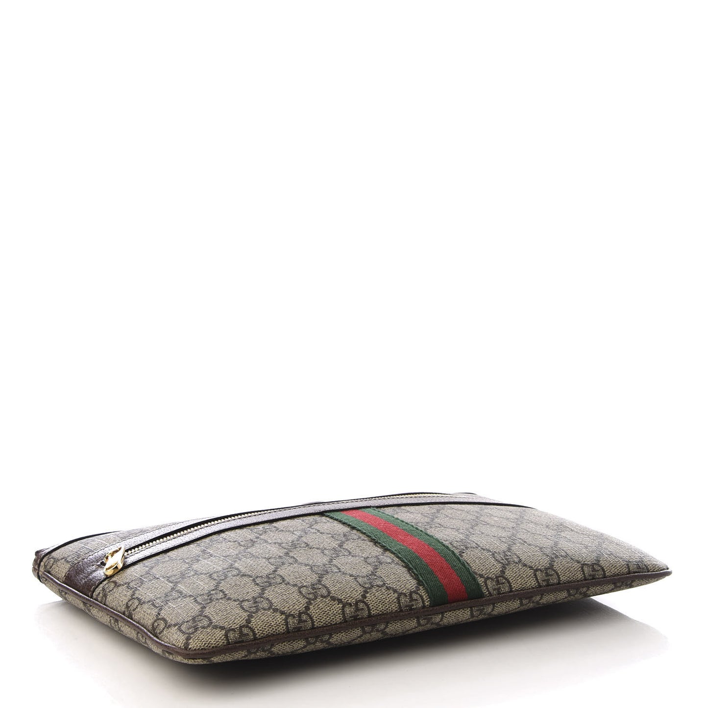 GG Supreme Monogram Large Ophidia Pouch Clutch Brown