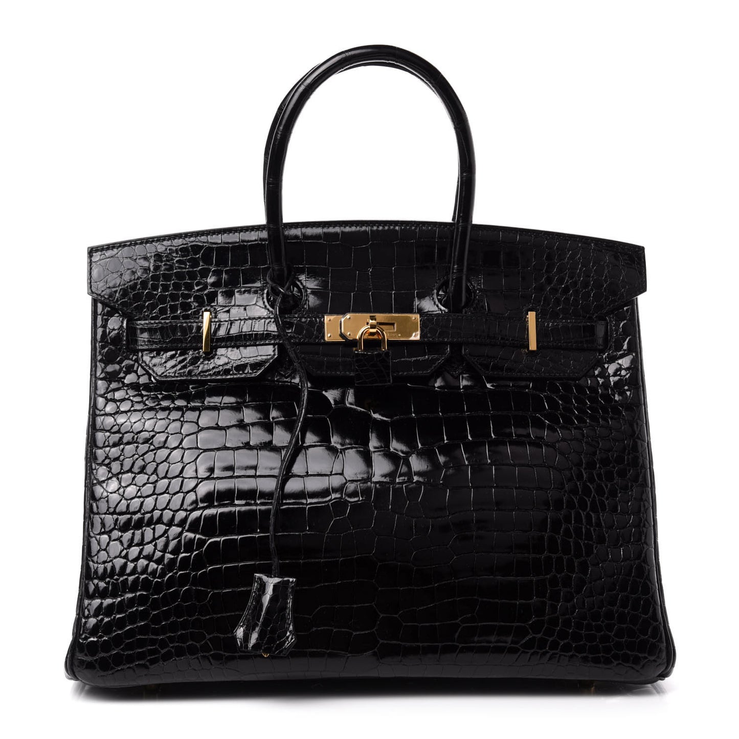 Shiny Porosus Crocodile Birkin 35 Black