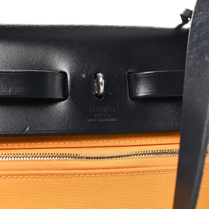 Hermes Vache Hunter Toile Herbag Zip 31 PM Jaune D'Or Bleu Izmir 7 of 11