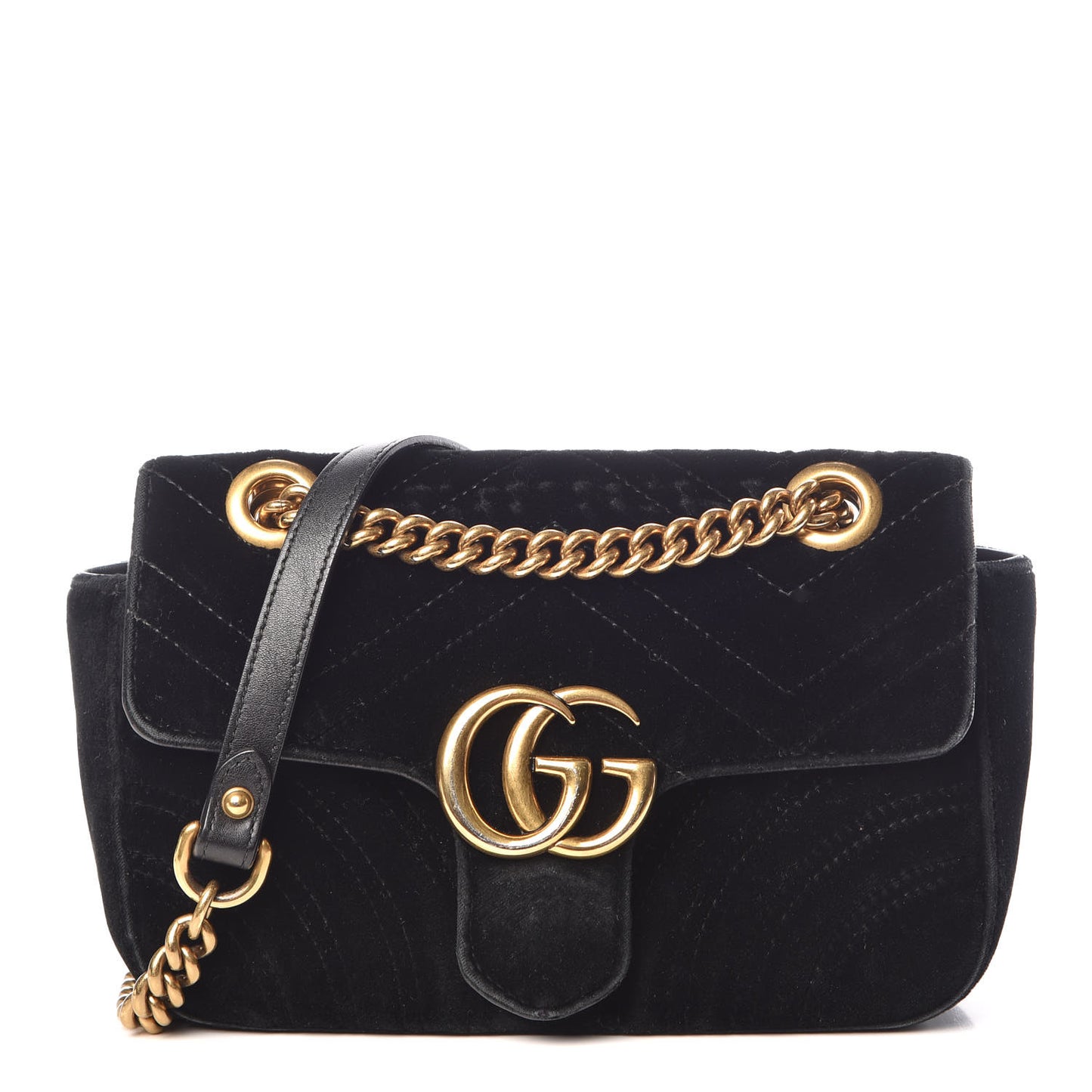 Velvet Matelasse Mini GG Marmont Shoulder Bag Black