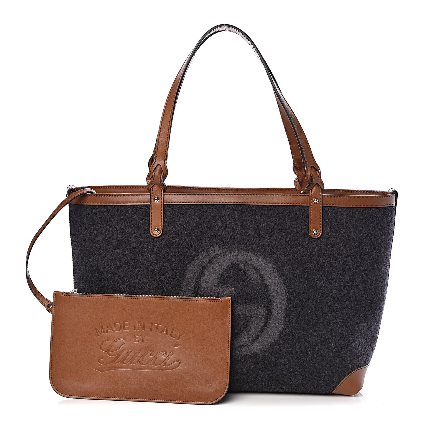 Wool Calfskin Medium Craft Tote Black Brown