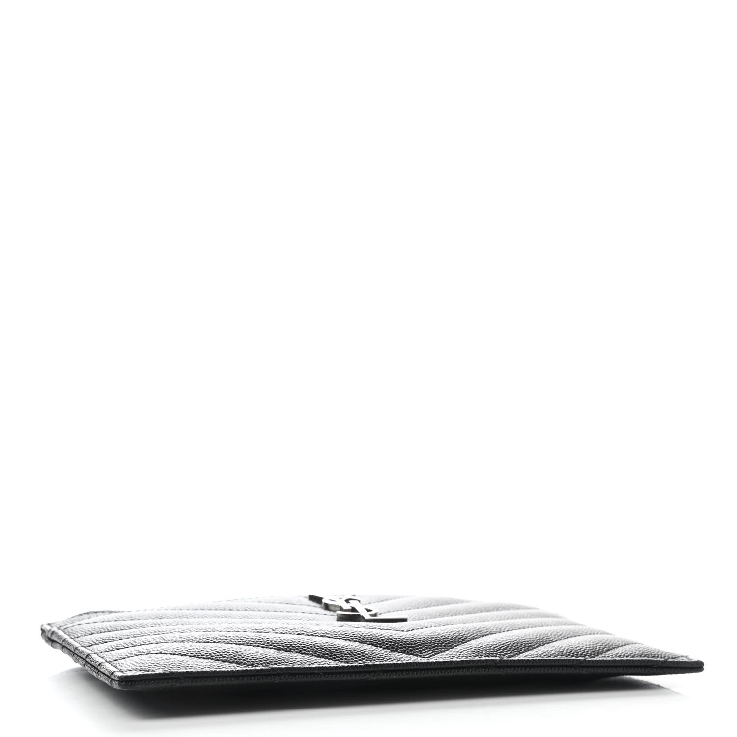 Saint Laurent Grain De Poudre Chevron Monogram Bill Pouch Black 4 of 8