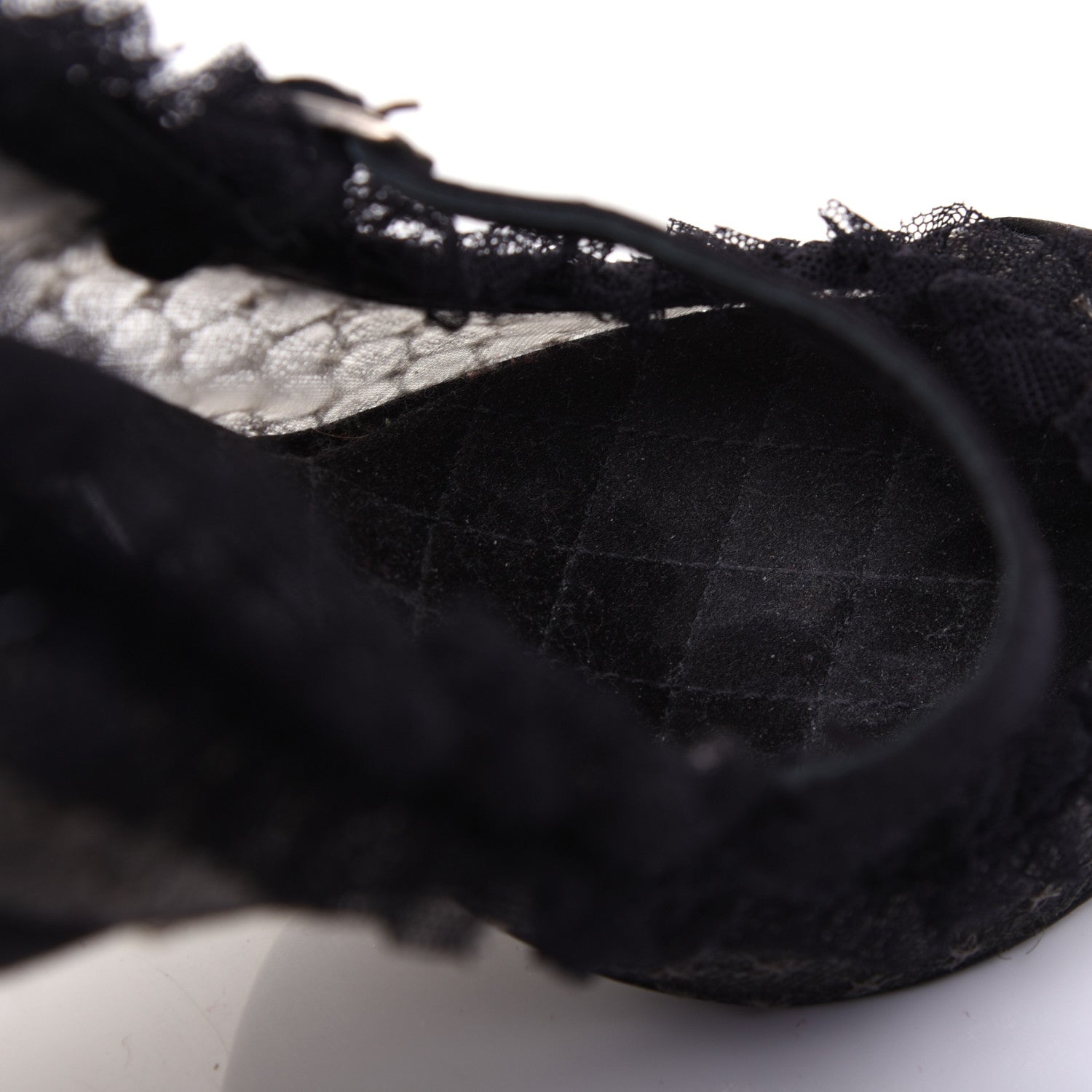 Chanel Mesh Satin CC Mary Jane Pumps 38 Black 11 of 13