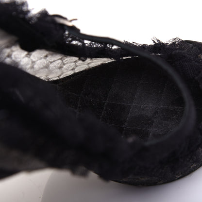 Chanel Mesh Satin CC Mary Jane Pumps 38 Black 11 of 13