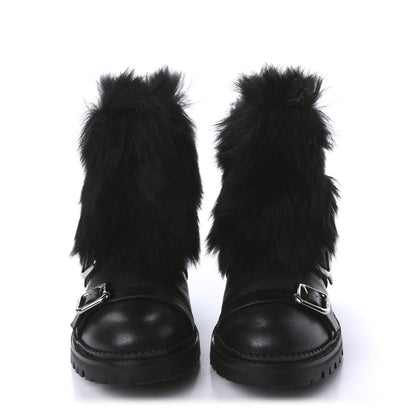 Jimmy Choo Calfskin Shearling Hank Triple Strap Boots 37 Black 2 of 9