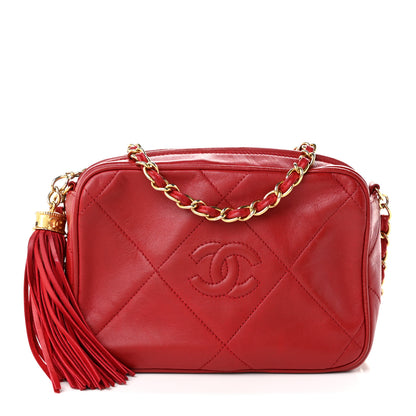 Chanel Lambskin Quilted Tassel Camera Case Red 1 of 10