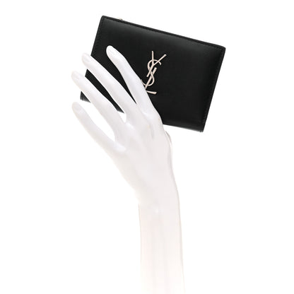 Saint Laurent Calfskin Monogram Bi Fold Zipped Wallet Black 2 of 13