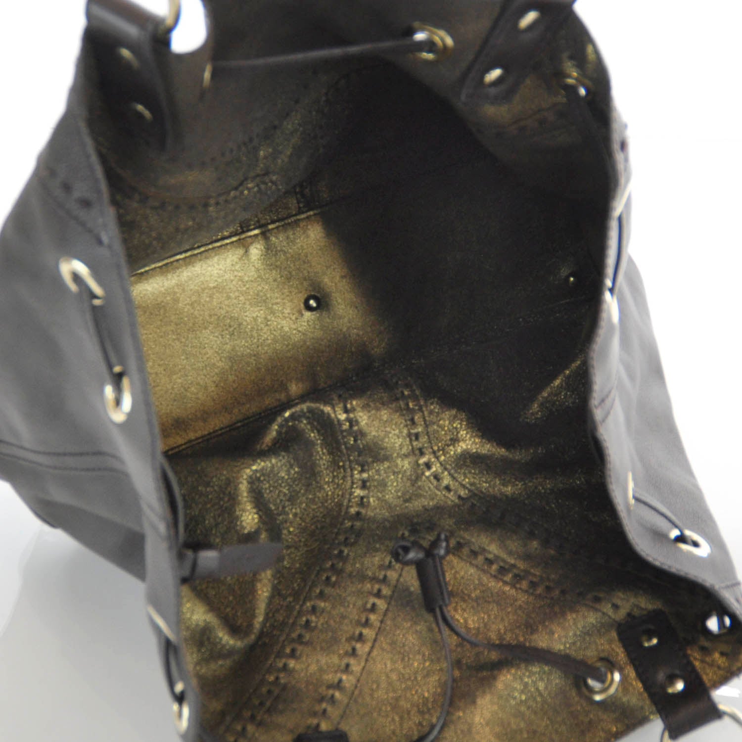 Saint Laurent Leather Reversible Double Sac Y Tote Gold Brown 5 of 8