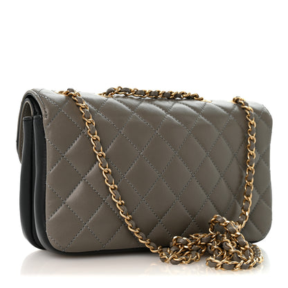 Chanel Lambskin Quilted Small CC Chic Flap Grey Dark Navy 3 of 12