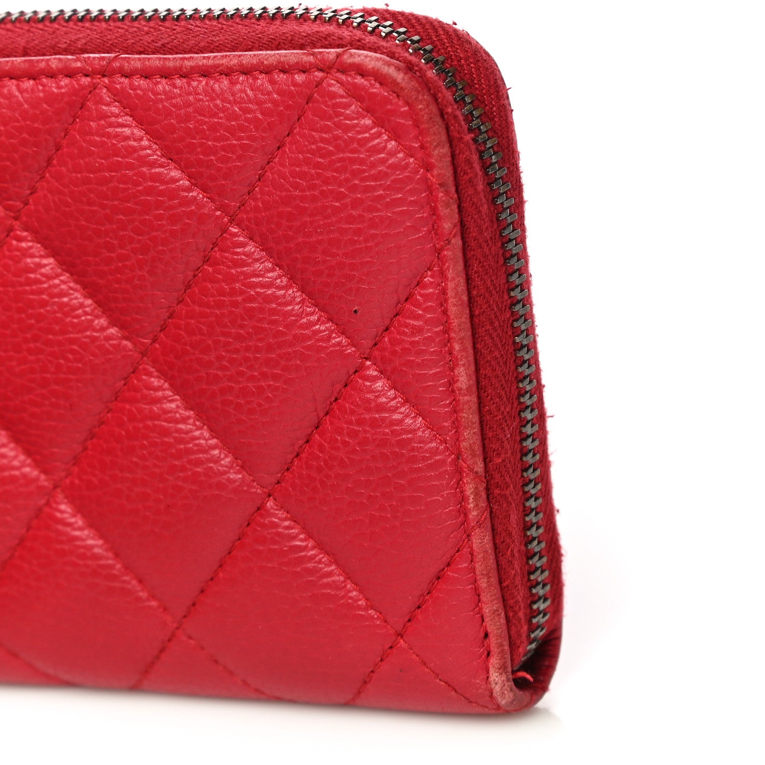 Chanel Caviar Quilted Small Zip Around Wallet Red 14 of 19