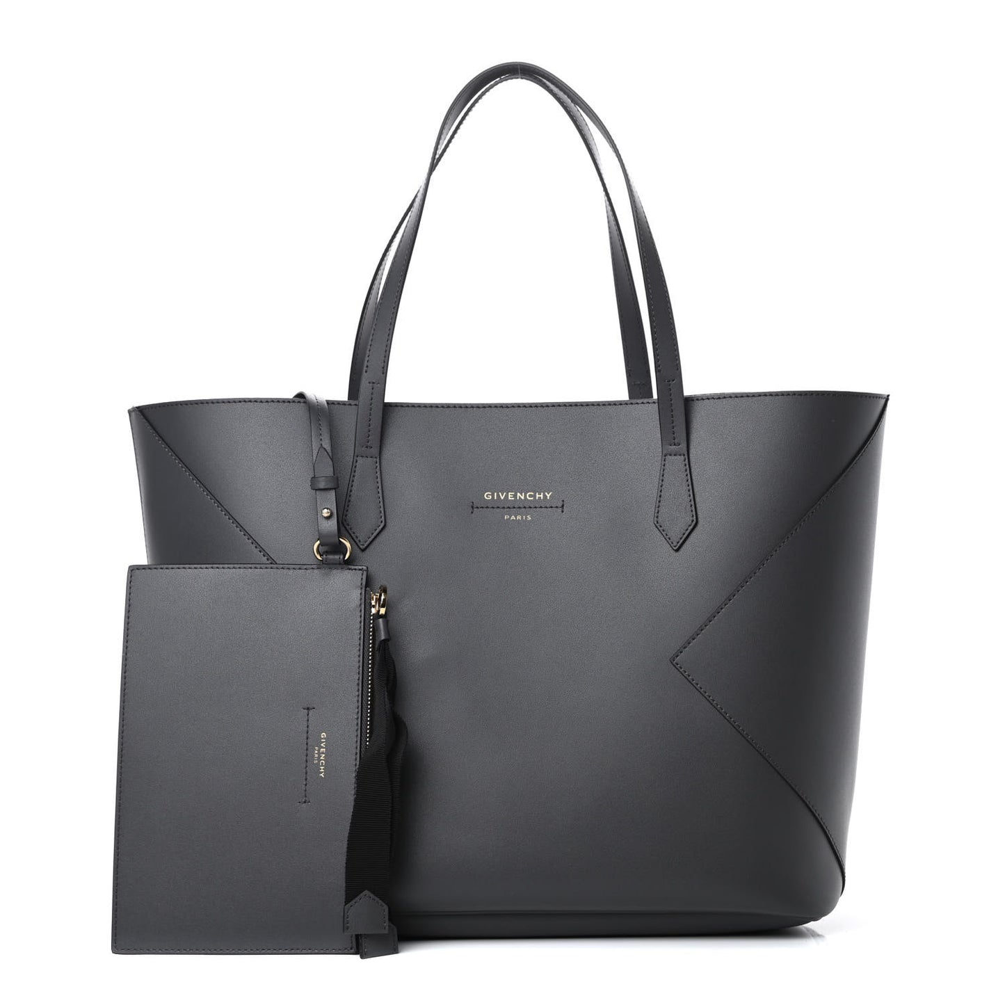 Smooth Calfskin Wing Shopper Tote Grey White