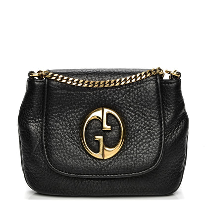 Gucci Pebbled Calfskin Small 1973 Chain Shoulder Bag Black 1 of 9