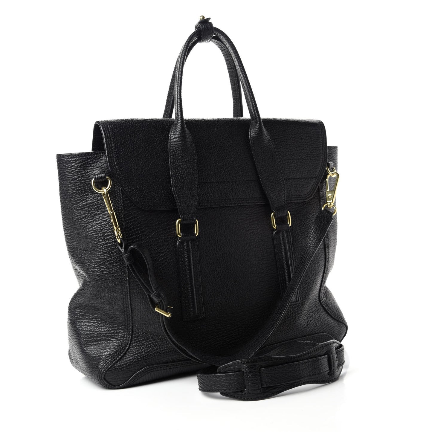 Textured Calfskin Large Pashli Satchel Black