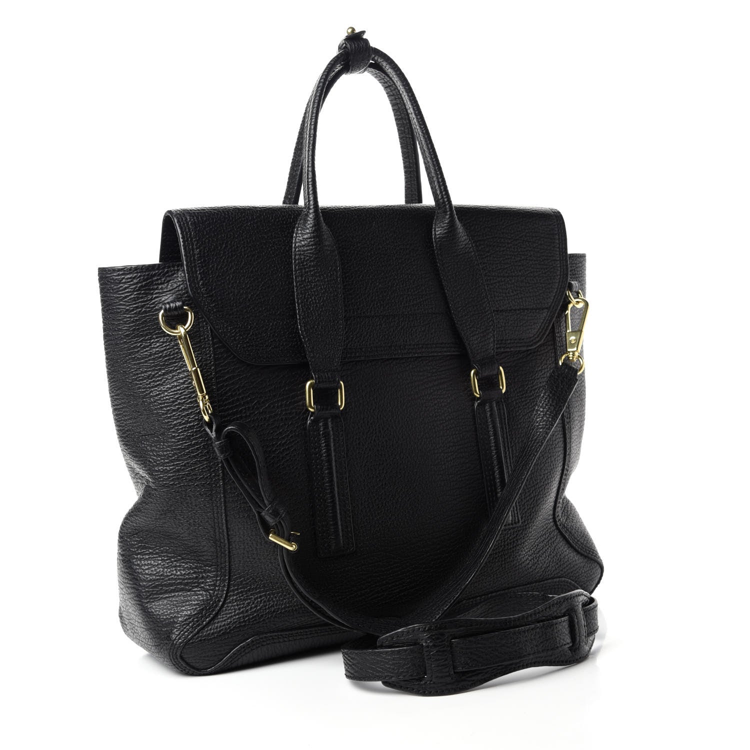 3.1 Phillip Lim Textured Calfskin Large Pashli Satchel Black 3 of 10