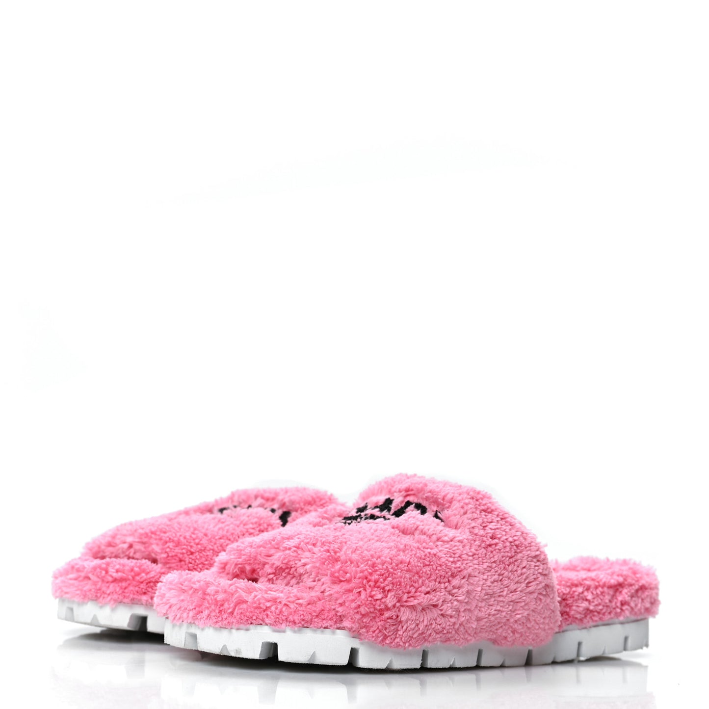 Terry Cloth Logo Lug Sole 20mm Slide Sandals 38 Petalo Black