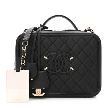 Chanel Caviar Quilted Medium CC Filigree Vanity Case Black 1 of 15