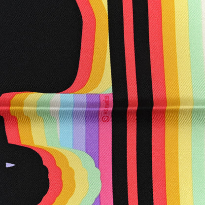 Hermes Silk Brides De Gala Shadow Pocket Square Creme Black Rose Fluo 3 of 4
