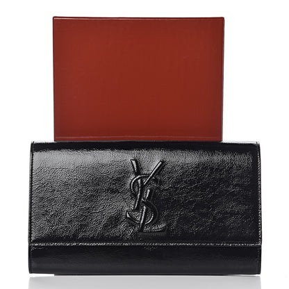 Saint Laurent Textured Patent Monogram Large Belle De Jour Clutch Black 9 of 9