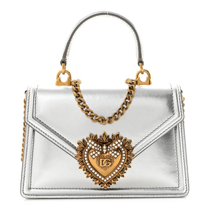Dolce & Gabbana Metallic Nappa Small Devotion Top Handle Bag Silver 1 of 10