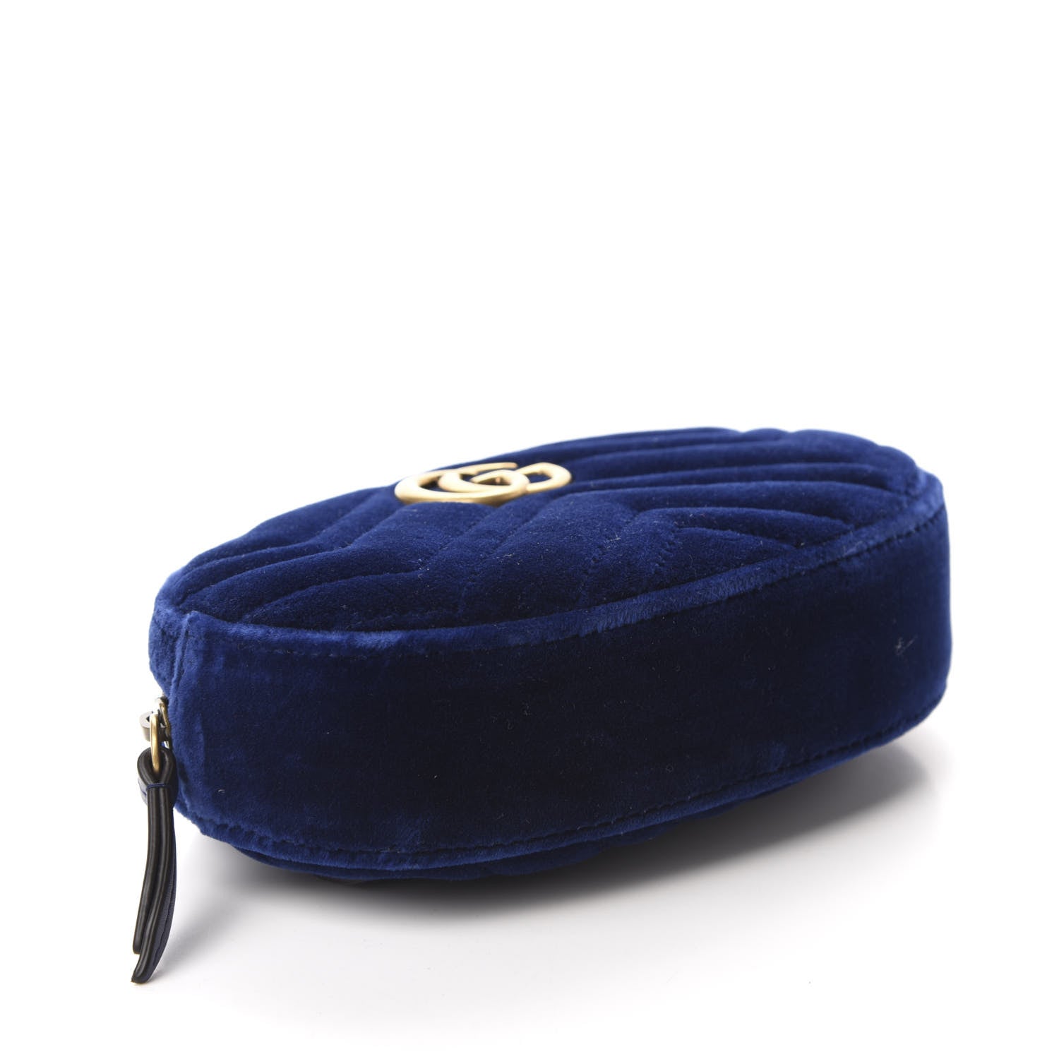 Gucci Velvet Matelasse GG Marmont Belt Bag 85 34 Cobalt Blue 4 of 11