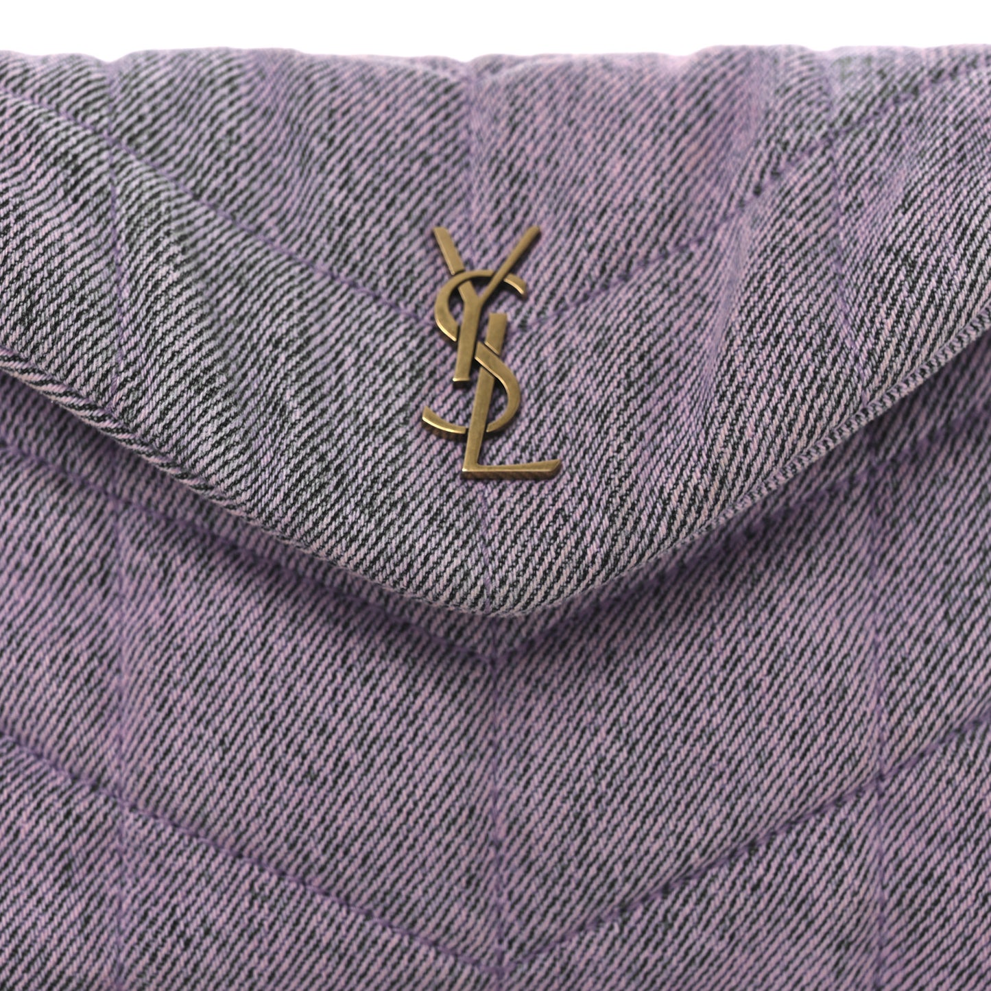 Denim Quilted Loulou Puffer Monogram Pouch Clutch Bleached Lilac