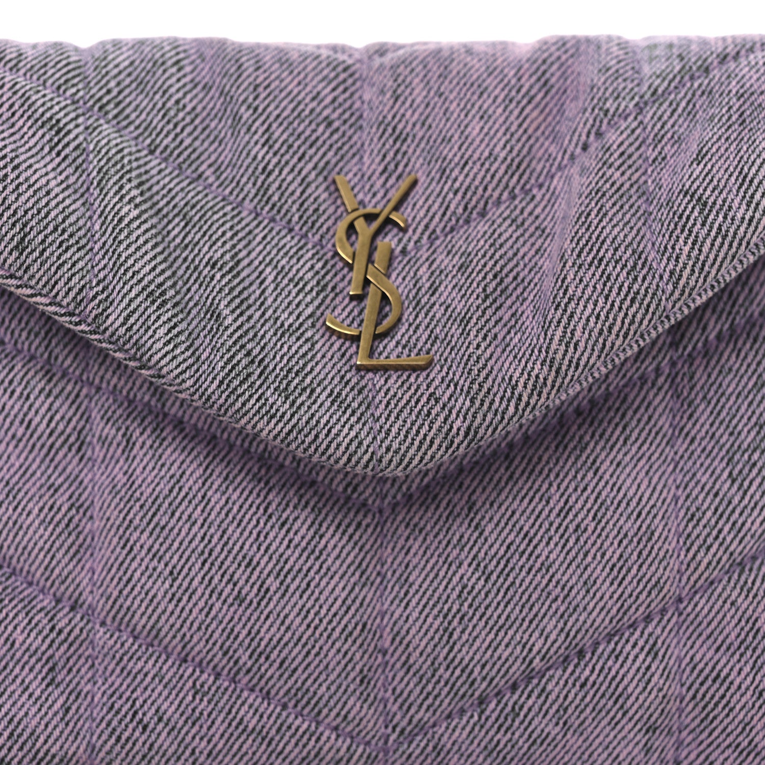 Saint Laurent Denim Quilted Loulou Puffer Monogram Pouch Clutch Bleached Lilac 9 of 11
