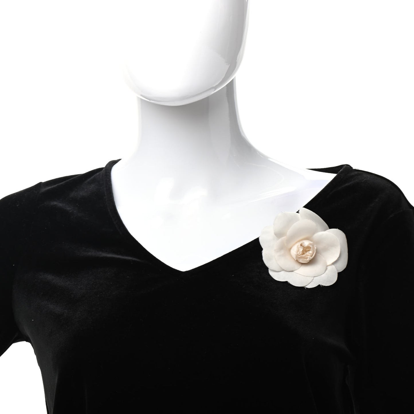 Fabric Camellia Flower Brooch White