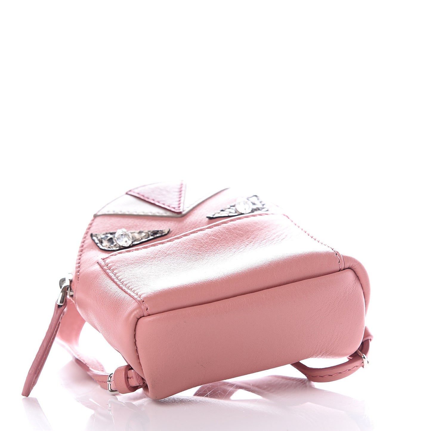 Vitello Dolce Elaphe Crystal Nutria Fox Fur Monster Eyes Mini Backpack Charm Bois de Rose Black Multicolor