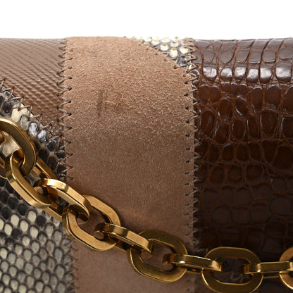 Prada Suede Snakeskin Patchwork Small Flap Bag Brown Multicolor 13 of 14