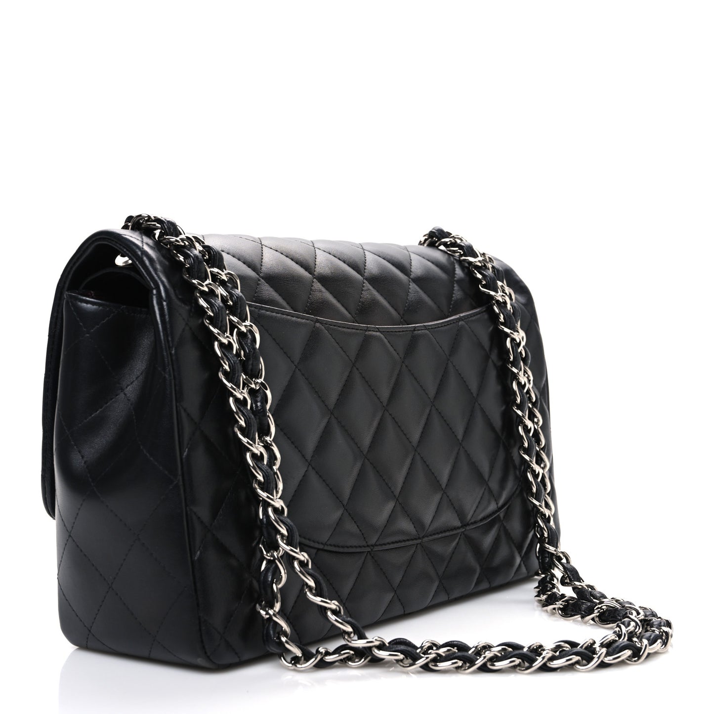 Lambskin Quilted Jumbo Double Flap Black