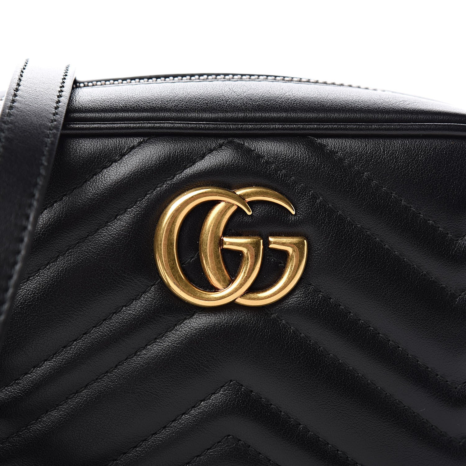 Gucci Calfskin Matelasse Mini GG Marmont Chain Shoulder Bag Black 10 of 10