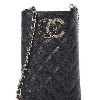 Chanel Caviar Quilted French New Wave Phone Holder With Chain Black 9 of 13