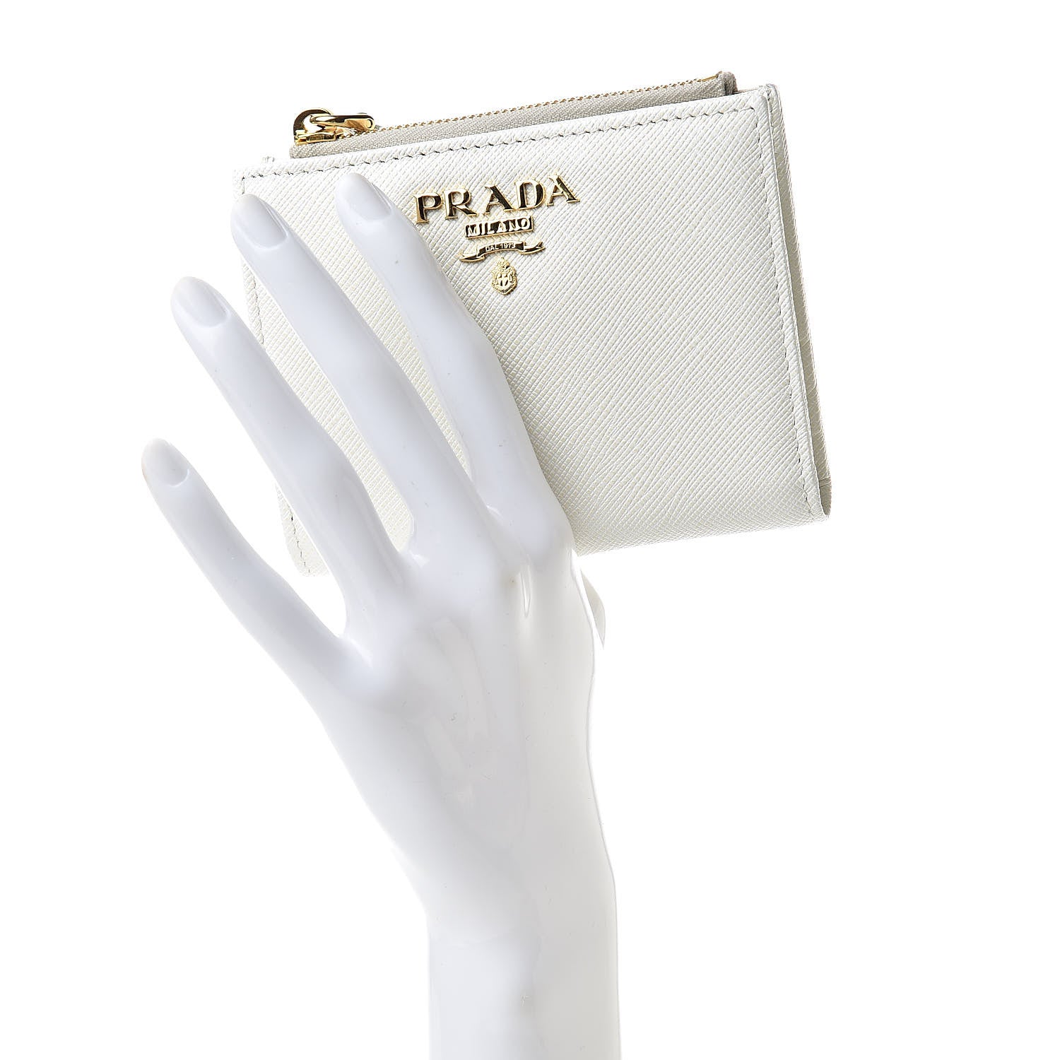 Prada Saffiano Metal Wallet Bianco 2 of 13