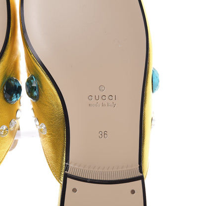 Gucci Metallic Nappa Crystal Womens Princetown Slippers 36 Gold 7 of 9