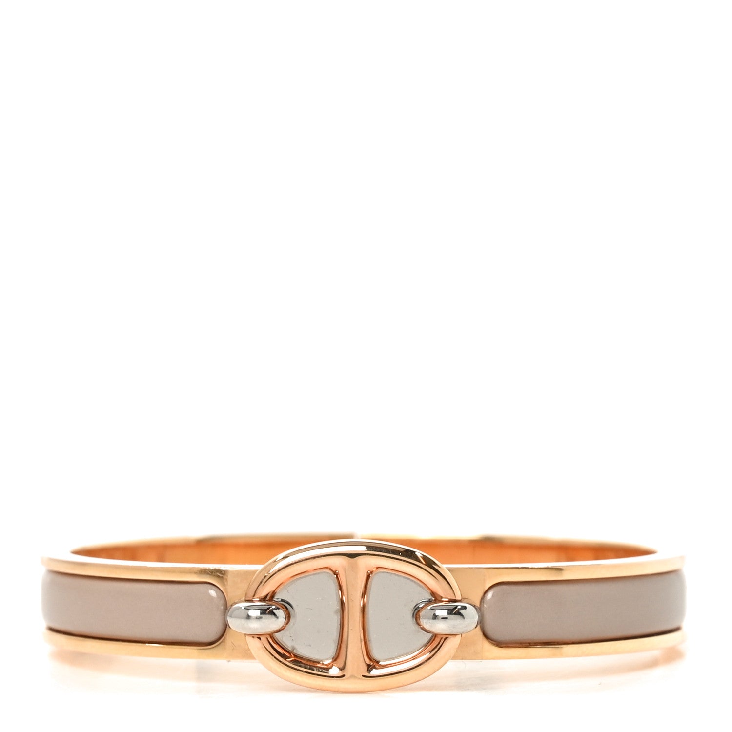 Hermes Enamel Mini Clic Chaine d'Ancre Bracelet GM Marron Glace 1 of 5