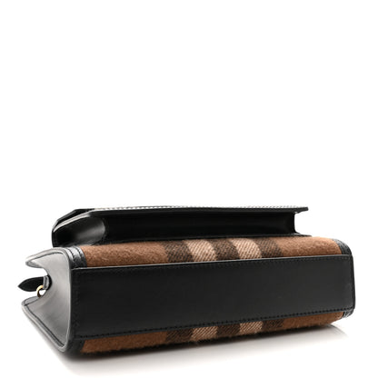 Burberry Smooth Calfskin Cashmere Check Mini Pocket Bag Brown 4 of 9