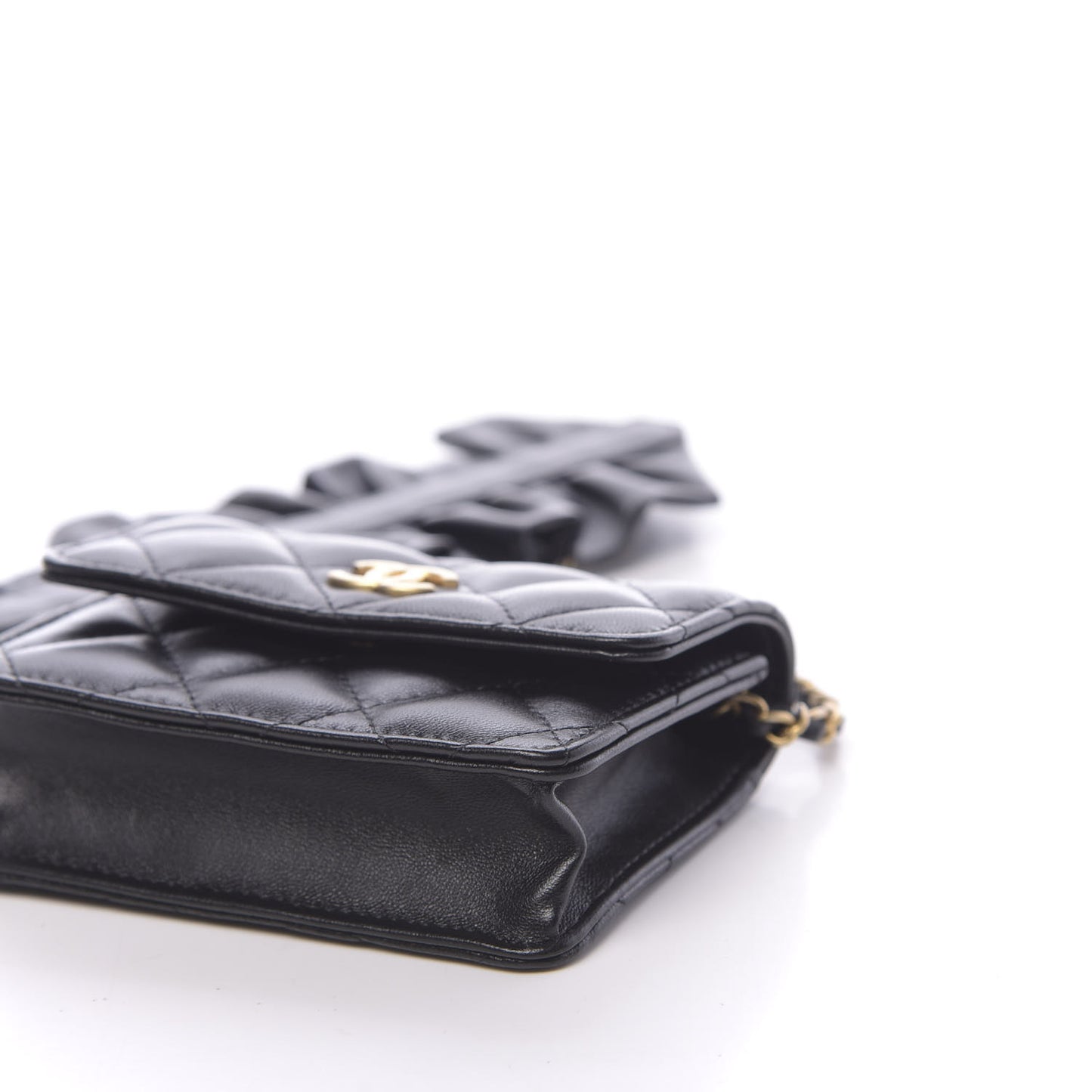 Lambskin Quilted Romance Clutch With Chain Black
