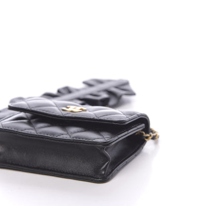 Chanel Lambskin Quilted Romance Clutch With Chain Black 10 of 12