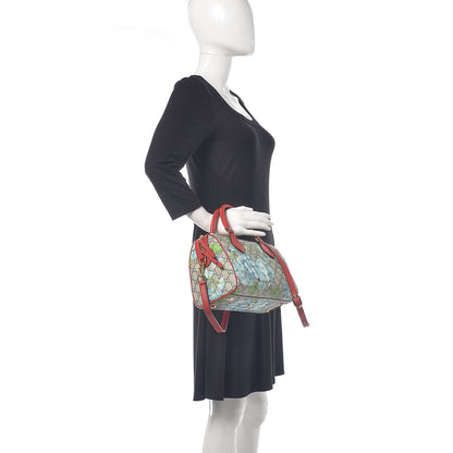 Gucci GG Supreme Monogram Blooms Small Boston Beige Blue Navy Hibiscus Red 2 of 10