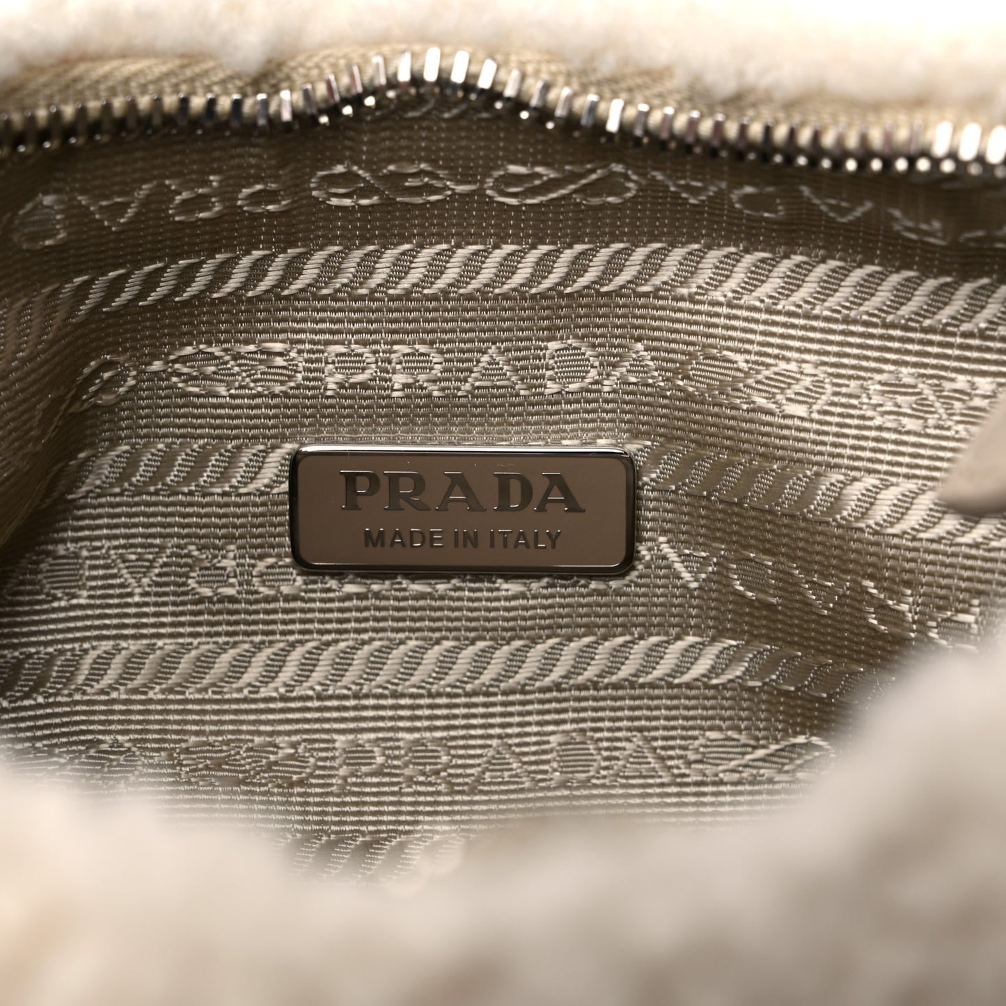 Shearling Mini Re-Edition 2000 Bag Ecru
