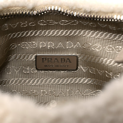 Prada Shearling Mini Re-Edition 2000 Bag Ecru 6 of 10