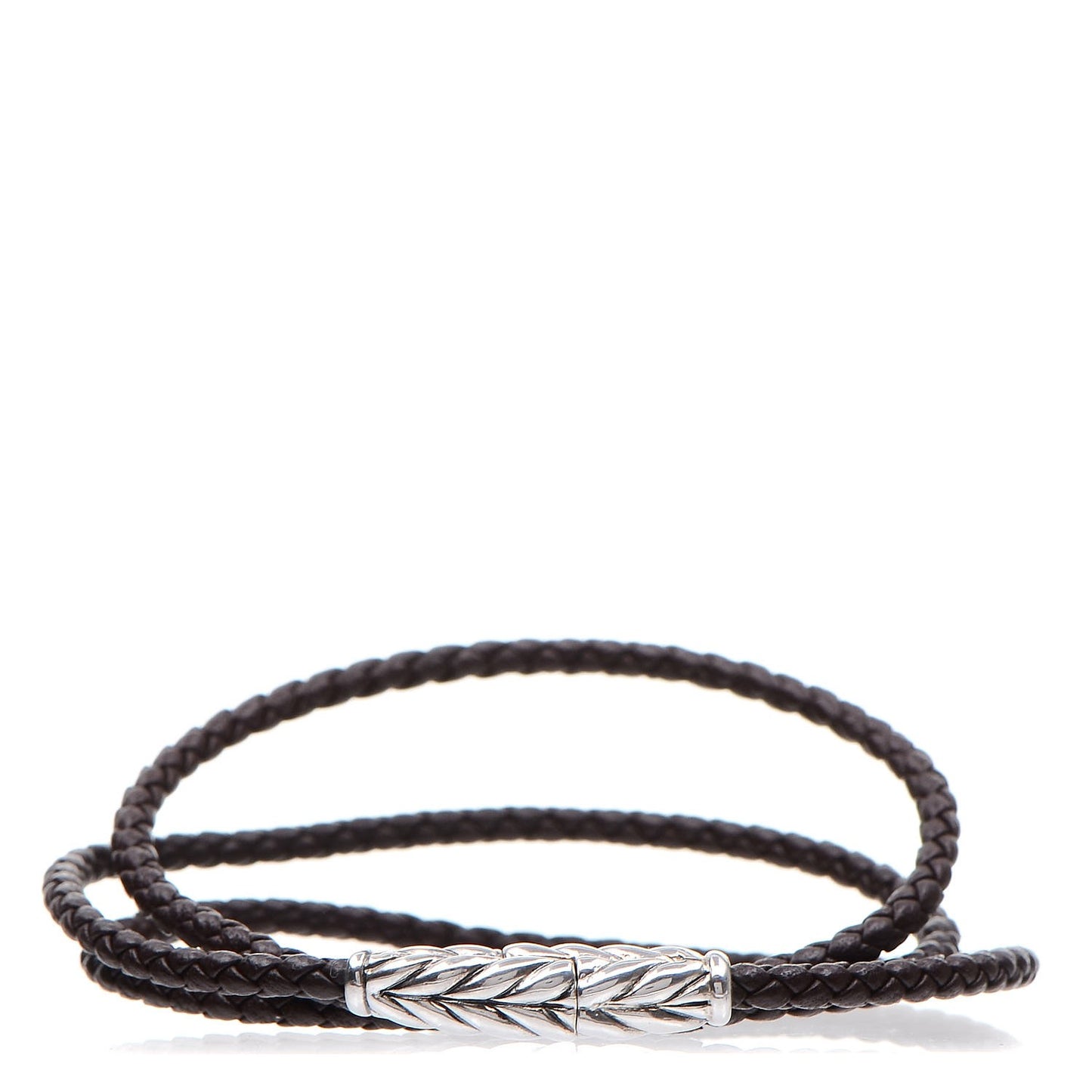 Sterling Silver Chevron Triple-Wrap Bracelet Brown