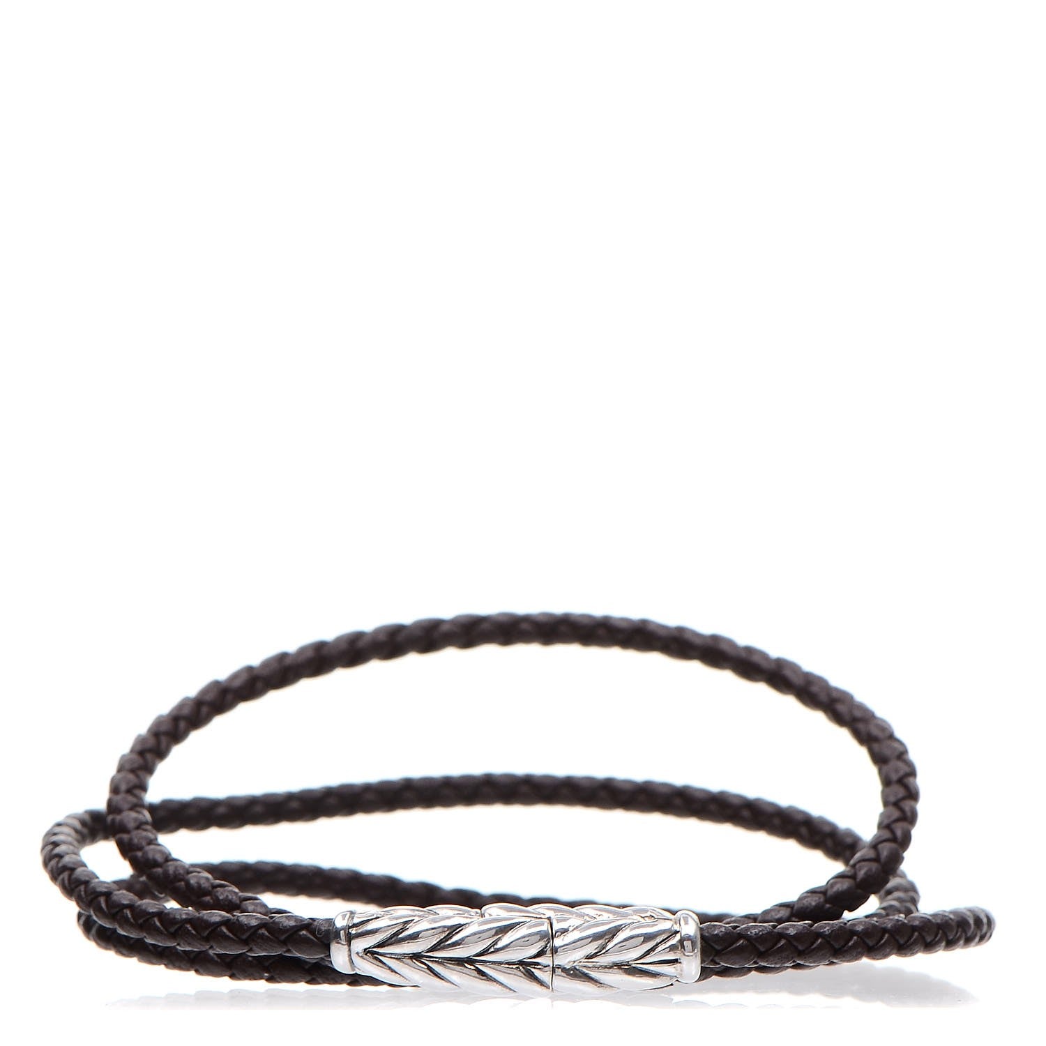 David Yurman Sterling Silver Chevron Triple-Wrap Bracelet Brown 1 of 4