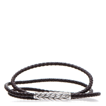 David Yurman Sterling Silver Chevron Triple-Wrap Bracelet Brown 1 of 4