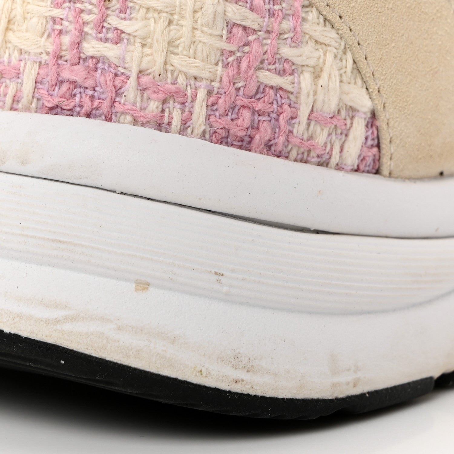 Chanel Tweed Suede Calfskin Womens CC Sneakers 39 Pink Ecru 9 of 9