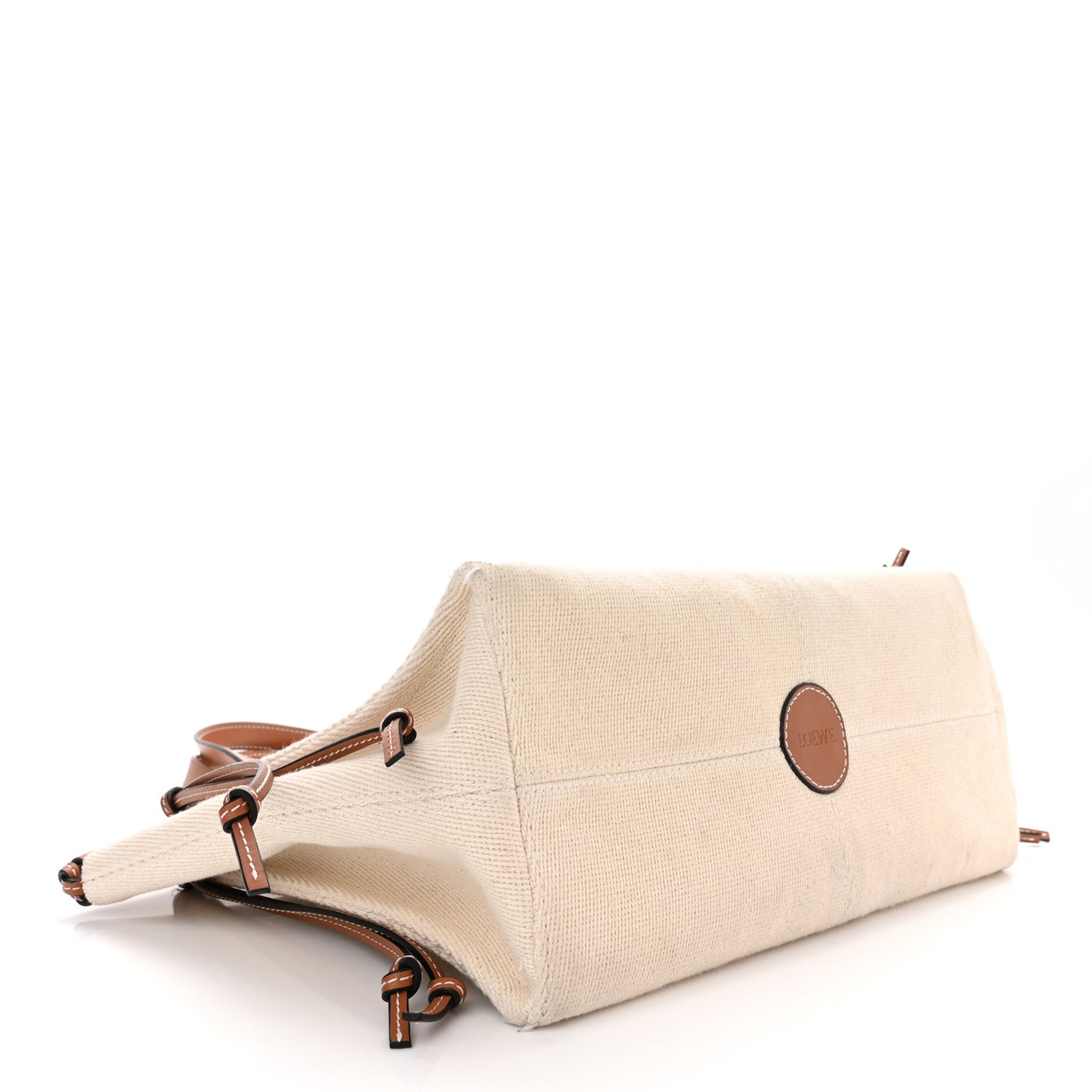 Canvas Calfskin Cushion Tote Beige
